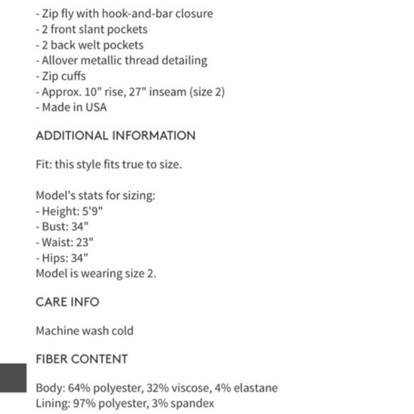 ABS Allen Schwartz Black Cropped Sparkle Black Pant NWT - Picture 7 of 7